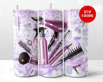 Hairstylist Tumbler Wrap Sublimation Design, Hair Beauty Salon Skinny 20oz Straight Tumbler PNG Template, Digital Download