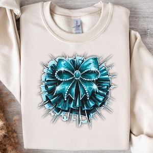 Blue Cheerleading Bow Sublimation Design, PNG Image Sublimation for T-shirt Sweatshirt Mug.. Digital Download