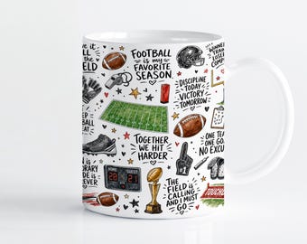 Football Mug Wrap Sublimation Design PNG, Sports Quote 11oz & 15oz Cricut Mug Press Template, Digital Download