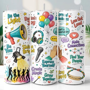 Extravert Tumbler Wrap PNG, Kleurrijke citaten voor een smalle 20oz drinkbeker met sublimatieprint, digitale download