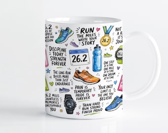 Marathon Runner Mug Wrap Sublimation Design PNG, Motivational 11oz & 15oz Cricut Mug Press Template, Digital Download
