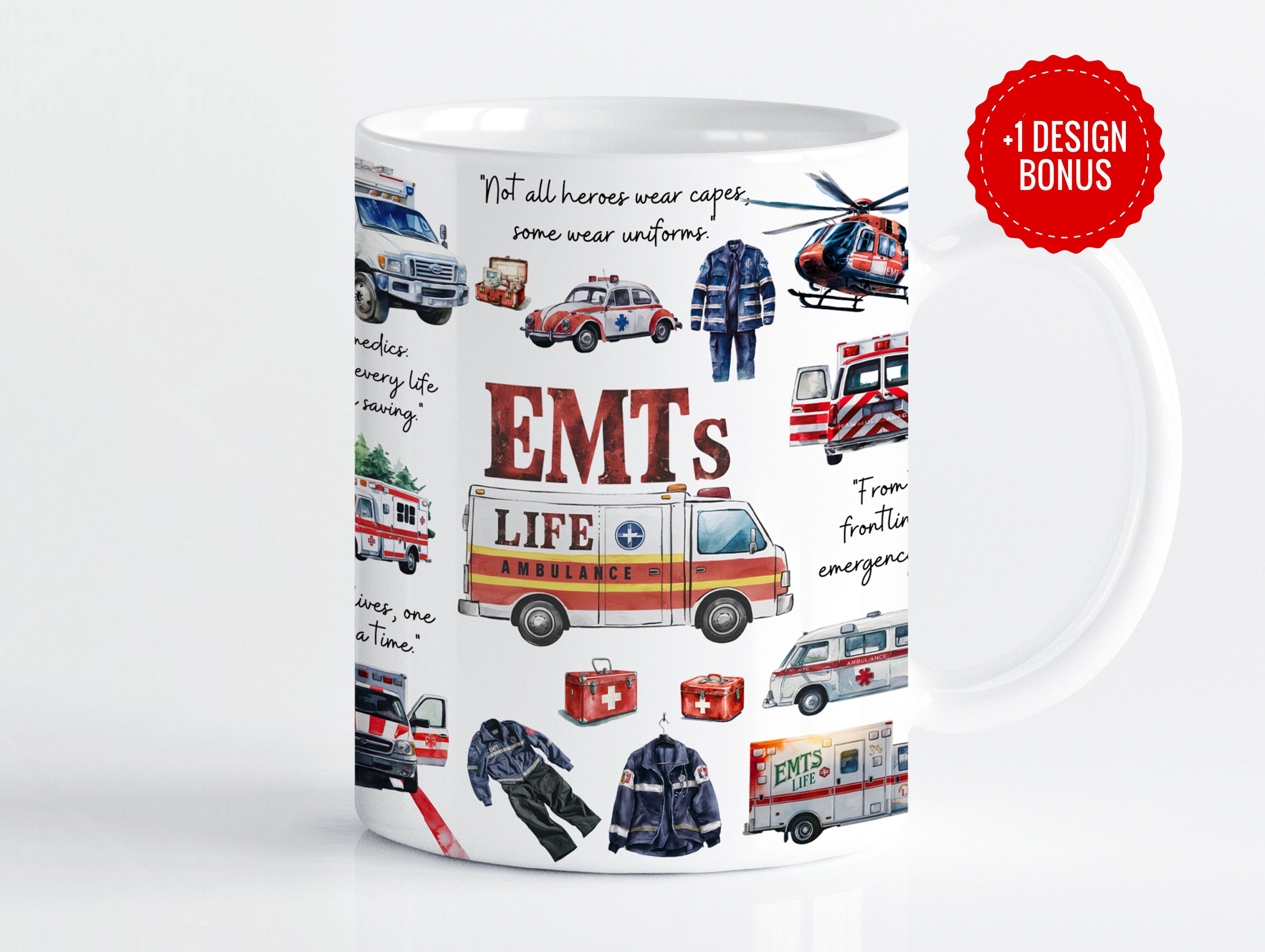 EMTs Life Mug Wrap Sublimation Template, 11oz & 15oz Designs, Cricut Mug Press PNG, Digital Download