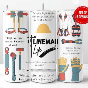 Lineman Life Tumbler Wrap Sublimation Design, Skinny 20oz Straight Tumbler PNG Template, Digital Download