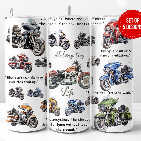 Motorcycle Life Tumbler Wrap Sublimation Design, Skinny 20oz Straight Tumbler PNG Modèle, Téléchargement numérique