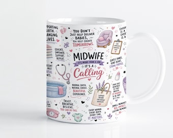 Midwife Mug Wrap Sublimation Design PNG, Labor and Delivery Nurse 11oz & 15oz Cricut Mug Press Template, Digital Download