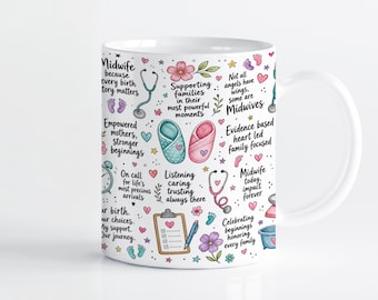 Midwife Mug Wrap Sublimation Design PNG, Labor and Delivery Nurse 11oz & 15oz Cricut Mug Press Template, Digital Download
