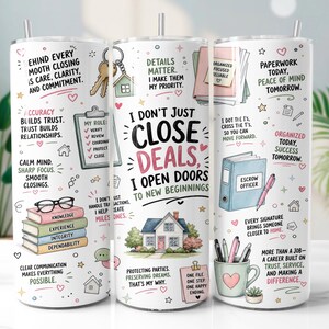 Escrow Officer Tumbler Wrap PNG, fastighetsmäklare 20oz smal tumbler sublimeringsdesign, digital nedladdning