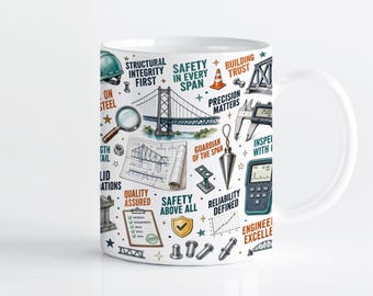 Bridge Inspector Mug Wrap Sublimation Design PNG, Civil Engineering 11oz & 15oz Cricut Mug Press Template, Digital Download