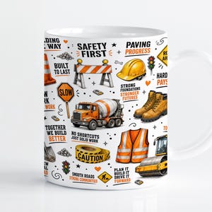 Ontwerp voor mokbelettering met sublimatieprint (PNG), sjabloon voor Cricut-mokpers voor bouwvakkers (11oz & 15oz), digitale download.