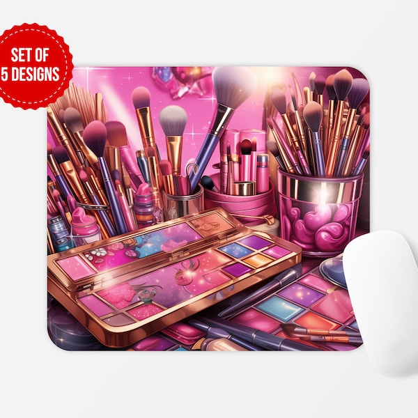 Makeup Artist Mouse Pad PNG Sublimation Design, Square Round Mouse Pad Sublimate Template, Digital Download