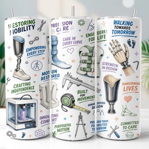 Orthotist Prosthetist Tumbler Wrap PNG, Medical Professional 20oz Skinny Tumbler Sublimation Design, Digital Download