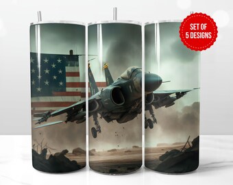 US Air Force Fighter Aircraft Tumbler Wrap Sublimation Design, Skinny 20oz Straight Tumbler PNG Template, Digital Download