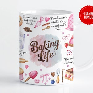 Baking Life Mug Wrap Sublimation Template, 11oz & 15oz Designs, Cricut Mug Press PNG, Digital Download