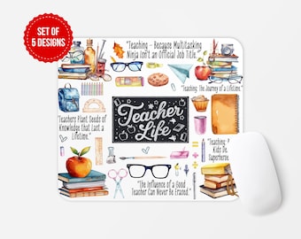 Teacher Life Mouse Pad PNG Sublimation Design, Square Round Mouse Pad Sublimate Template, Digital Download