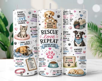 Animal Rescue Tumbler Wrap PNG, Adopt Don't Shop 20oz Skinny Tumbler Sublimation Design, Digital Download