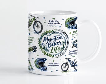 Mountain Biking Mug Wrap Sublimation Design PNG, Extreme Sports 11oz & 15oz Cricut Mug Press Template, Digital Download