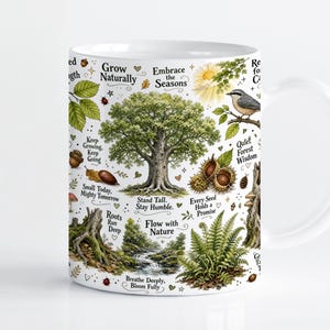 Beech Tree Mug Wrap Sublimation Design PNG, Woodland Forest Nature 11oz & 15oz Cricut Mug Press Template, Digital Download