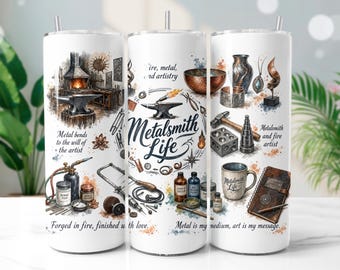 Metalsmith Tumbler Wrap PNG, Jewelry Maker 20oz Skinny Tumbler Sublimation Design, Digital Download
