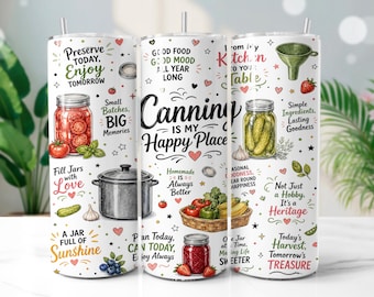 Canning Tumbler Wrap PNG, Home Canner 20oz Skinny Tumbler Sublimation Design, Digital Download