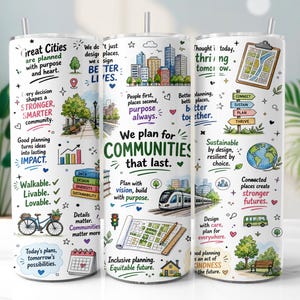 Stadsplanerare Tumbler Wrap PNG, samhällsutveckling 20oz smal tumbler sublimeringsdesign, digital nedladdning