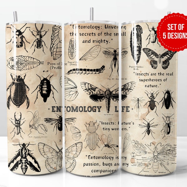 Entomology Life Tumbler Wrap Sublimation Design, Skinny 20oz Straight Tumbler PNG Template, Digital Download