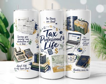 Tax Professional Tumbler Wrap PNG, Accounting 20oz Skinny Tumbler Sublimation Design, Digital Download