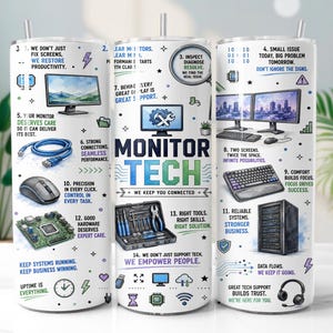 IT Technician Tumbler Wrap PNG, Computer Repair 20oz Skinny Tumbler Sublimation Design, Digital Download