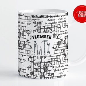 Plumber Life mok wrap sublimatiesjabloon, ontwerpen van 11 en 15 oz, Cricut mok pers, png, digitale download