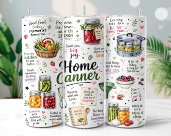 Home Canner Tumbler Wrap PNG, Farmhouse Kitchen 20oz Skinny Tumbler Sublimation Design, Digital Download