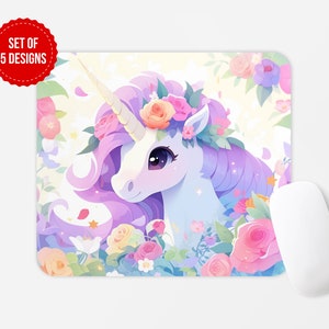 Einhorn-Mauspad PNG Sublimationsdesign, quadratische runde Mauspad Sublimationsvorlage, digitaler Download