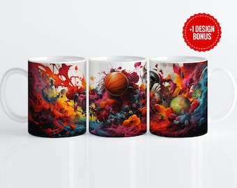 Basketball Mug Wrap Sublimation Template, 11oz & 15oz Designs, Cricut Mug Press PNG, Digital Download