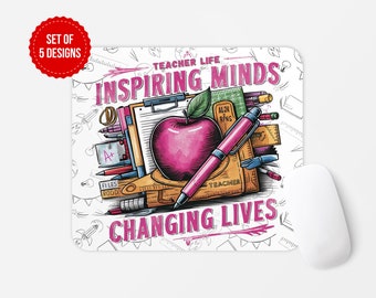 Teacher Mouse Pad PNG Sublimation Design, Square Round Mouse Pad Sublimate Template, Digital Download