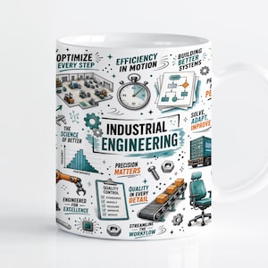 Industrial Engineering Mug Wrap Sublimation Design PNG, Professional Process Flow 11oz & 15oz Cricut Mug Press Template, Digital Download