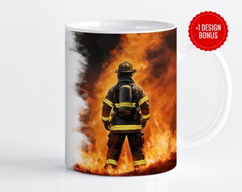 Firefighter Mug Wrap Sublimation Template, 11oz & 15oz Designs, Cricut Mug Press PNG, Digital Download