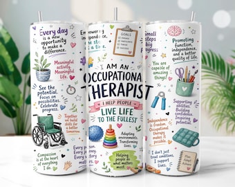 Occupational Therapist Tumbler Wrap PNG, OT Appreciation 20oz Skinny Tumbler Sublimation Design, Digital Download
