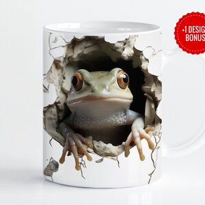 3D Frog Mug Wrap Sublimation Template, 11oz & 15oz Designs, Cricut Mug Press PNG, Digital Download