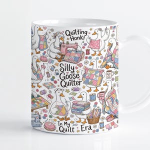 Quilting Goose Mug Wrap Sublimation Design PNG, Cute Farm Animal 11oz & 15oz Cricut Mug Press Template, Digital Download