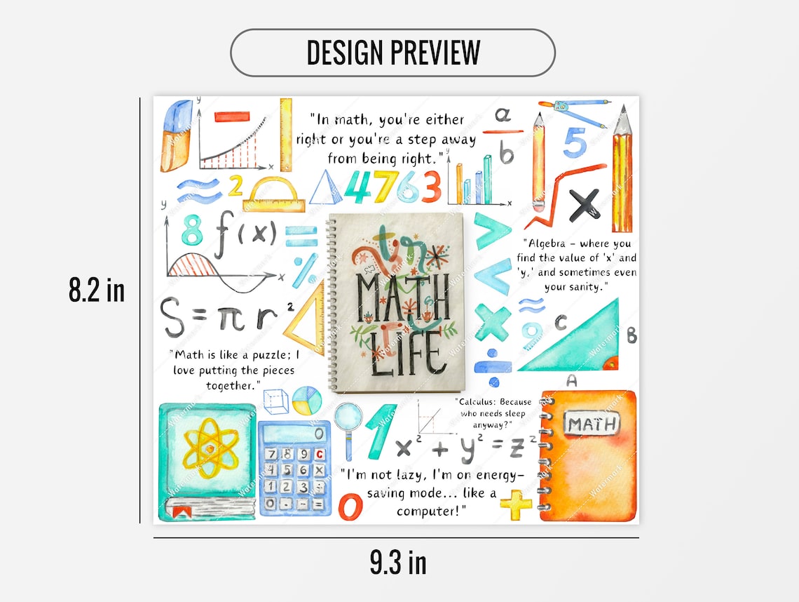 Math Life Tumbler Wrap Sublimation Design, Mathematics Lover Gift for ...