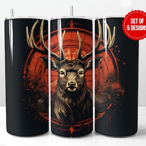 Hunting Deer Tumbler Wrap Sublimation Design, Skinny 20oz Straight Tumbler PNG Template, Digital Download