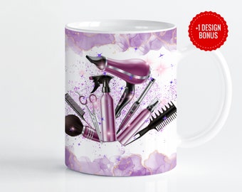 Hairstylist Mug Wrap Sublimation Template, 11oz & 15oz Designs, Hair Beauty Salon Cricut Mug Press PNG, Digital Download