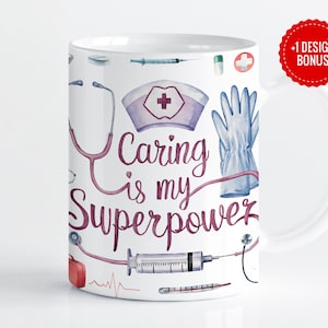 Nurse Mug Wrap Sublimation Template, 11oz & 15oz Designs, Cricut Mug Press PNG, Digital Download