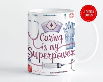 Sublimeringsmall för sjuksköterskemugg, 11oz och 15oz design, Cricut muggpress PNG, digital nedladdning