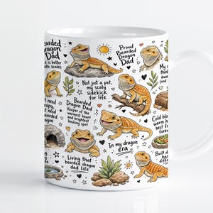 Skäggagam pappa mugg Wrap sublimeringsdesign PNG, reptilälskare 11oz och 15oz Cricut muggpressmall, digital nedladdning