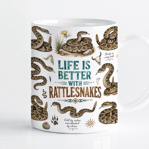 Skallerorm muggomslag sublimeringsdesign PNG, västra ökendjur 11oz och 15oz Cricut muggpressmall, digital nedladdning