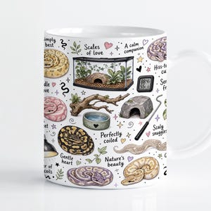 Ball Python Mug Wrap Sublimation Design PNG, Cute Snake Lover 11oz & 15oz Cricut Mug Press Template, Digital Download