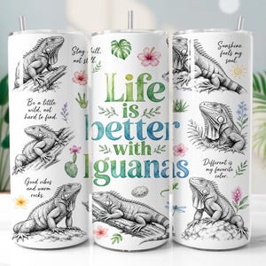 Leguan Tumbler Wrap PNG, tropisk ödla 20oz smal tumbler sublimeringsdesign, digital nedladdning