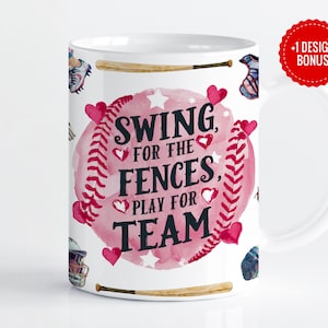 Softball Mug Wrap Sublimation Template, 11oz & 15oz Designs, Cricut Mug Press PNG, Digital Download