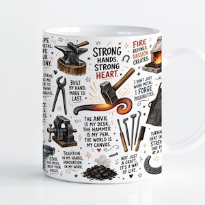 Blacksmith Mug Wrap Sublimation Design PNG, Industrial Metalwork 11oz & 15oz Cricut Mug Press Template, Digital Download