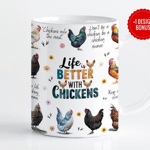 Life is Better With Chickens Mug Wrap Sublimation Template, 11oz & 15oz Designs, Cricut Mug Press PNG, Digital Download