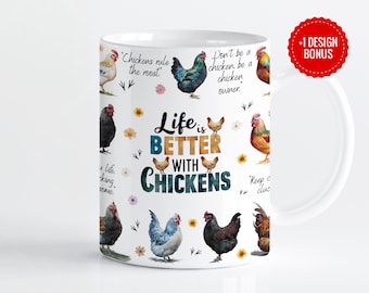 Life is Better With Chickens Mug Wrap Sublimation Template, 11oz & 15oz Designs, Cricut Mug Press PNG, Digital Download